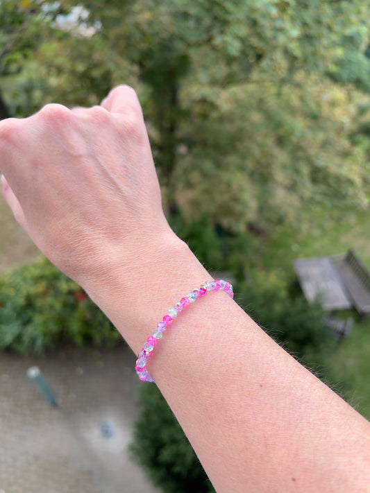 ✨ Armband „Kristallharmonie“ – Facettierte österreichische Kristalle in Pink, Lavendel & Mint (4 mm) ✨