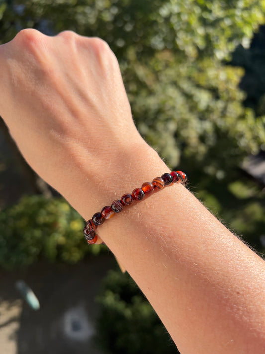 Armband roter Achat – High Quality AAA, 6 mm Perlen