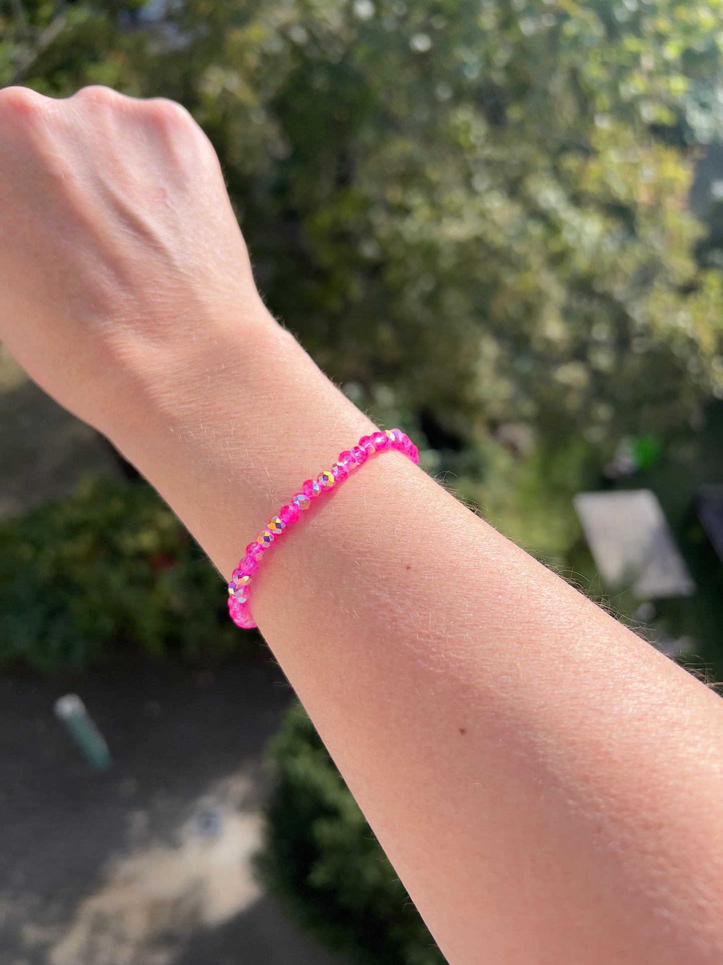 Armband aus facettiertem österreichischem Kristall in Pink – 4 mm, wahlweise pur, mit 925er Silber oder vergoldetem Edelstahl