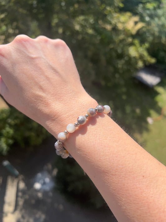 Botswana Achat Armband – 8 mm AAA-Qualität mit 925er Silber – Kraft, Ruhe & Harmonie