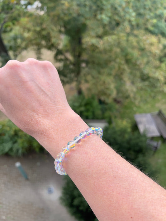 🌈 Armband „Opal-Spiegelglanz“ – Glasperlen mit opalisierendem Schimmer & Spiegeleffekt (8 mm) 🌈