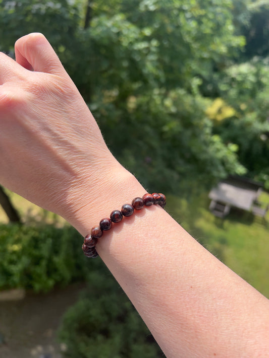 Armband aus rotem Tigerauge - 8mm - ca. 18 cm