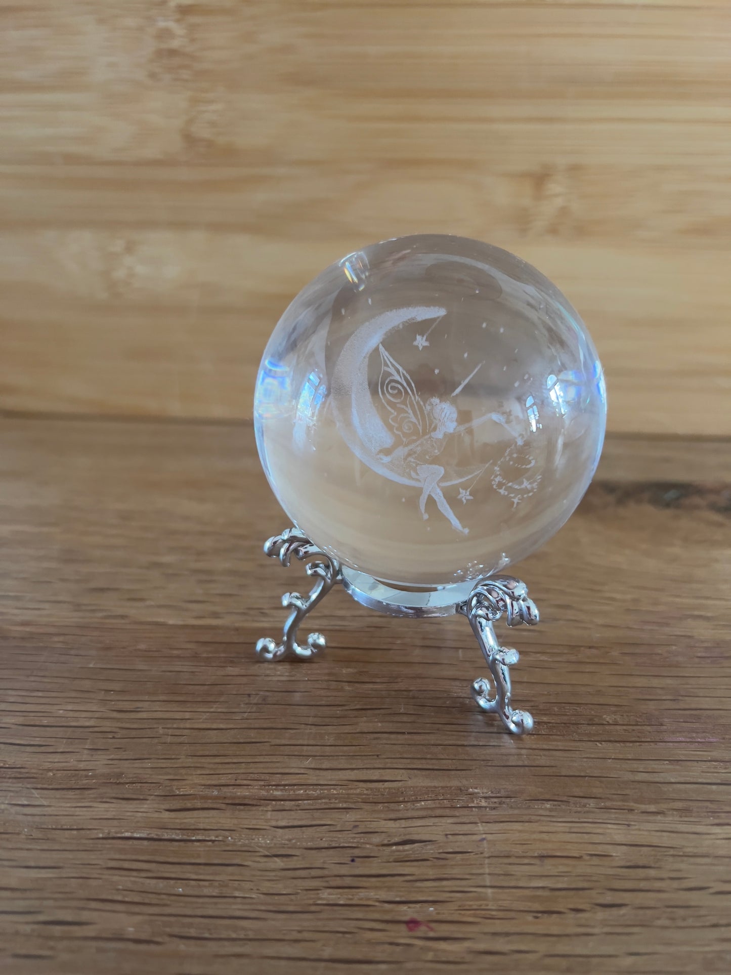 🌙✨ Kristallkugel mit 3D-Mondfee & edlem Ständer (291 g)