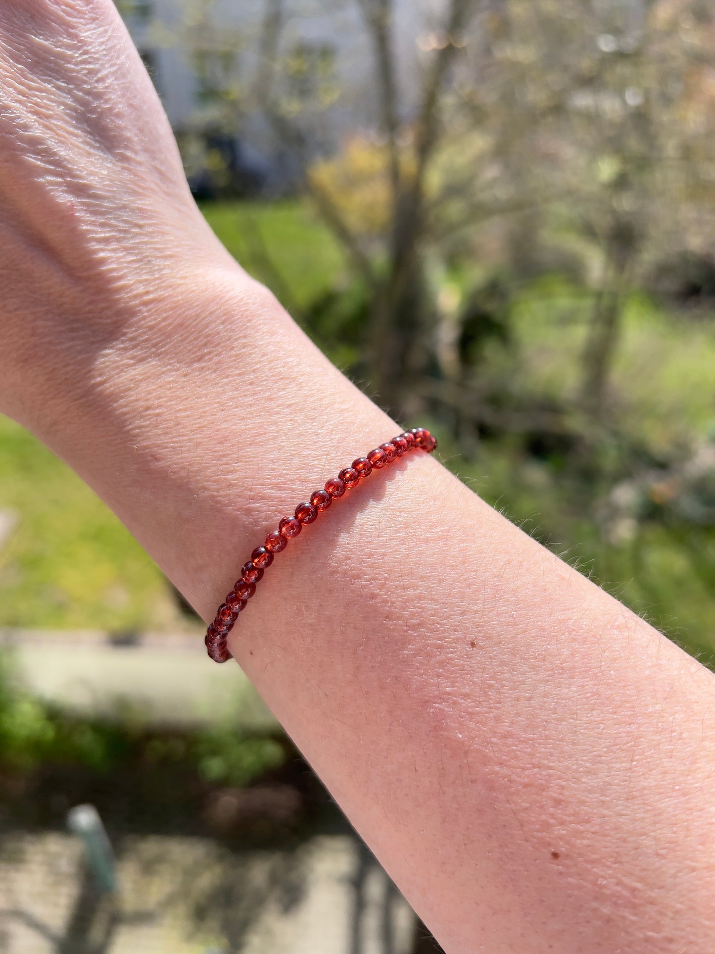 Oranger Granat Armband 3 mm - elastisch