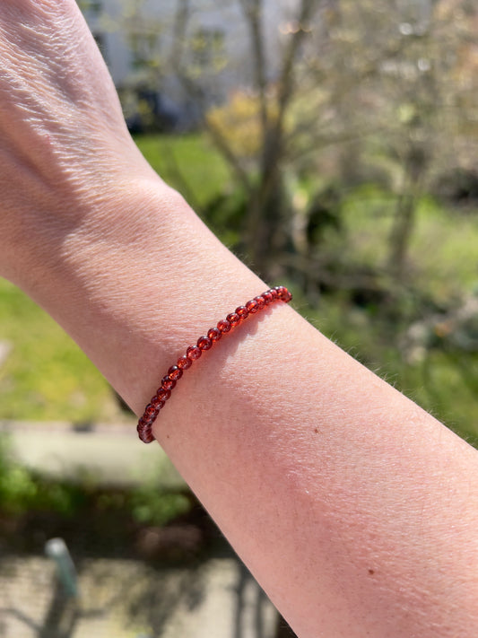 Oranger Granat Armband 3 mm - elastisch