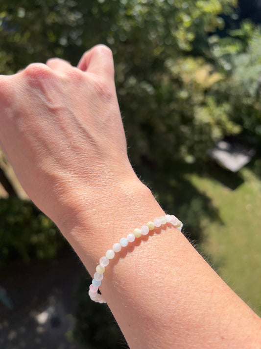 Armband aus facettiertem Morganit & Rosenquarz (4 mm) – Liebe & Selbstliebe