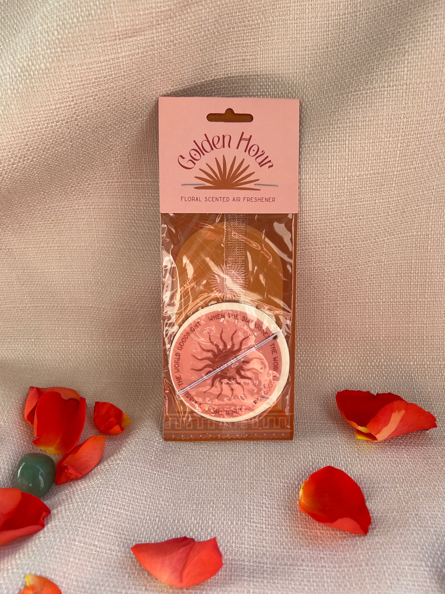 Golden Hour Lufterfrischer – Blumenduft mit Sonnenmotiv
