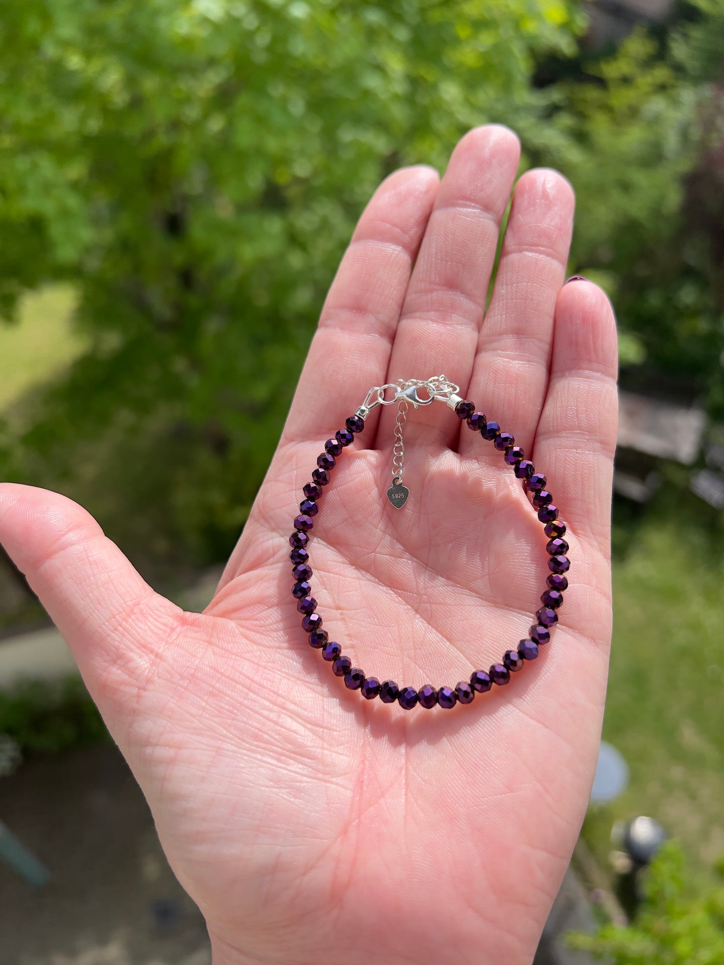 Facettiertes Kristallarmband in Lila – 4 mm | österreichischer Kristall | 925 Silber