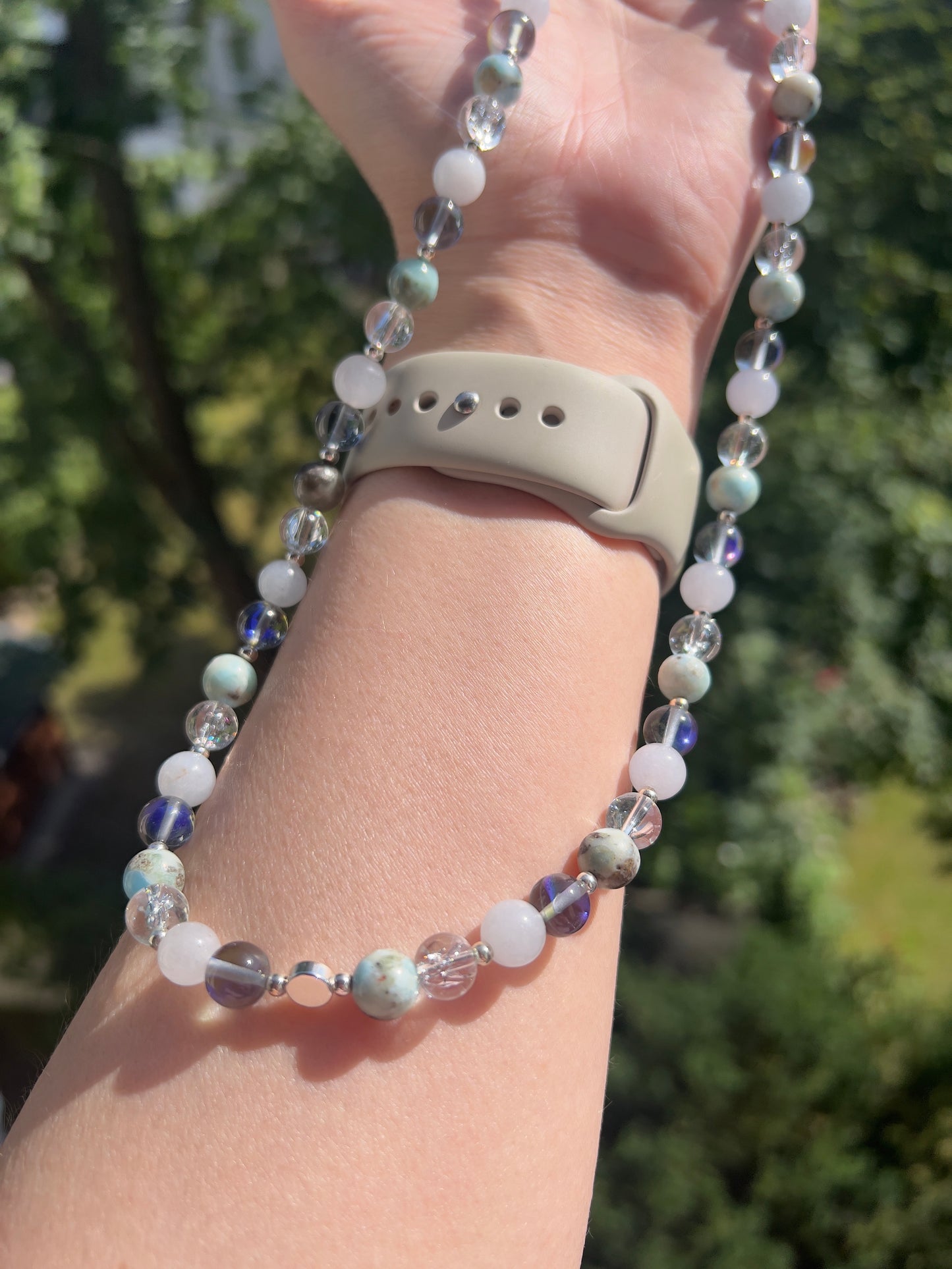Larimar, Aquamarin & Crackle - Bergkristall - Kette für Klarheit & Seelenruhe