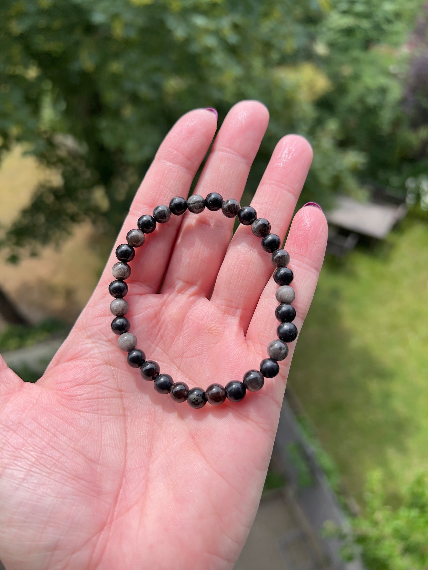 Armband „Innere Stärke“ – Schwarzer Turmalin & Silberflash-Obsidian | 6 mm Edelsteinarmband