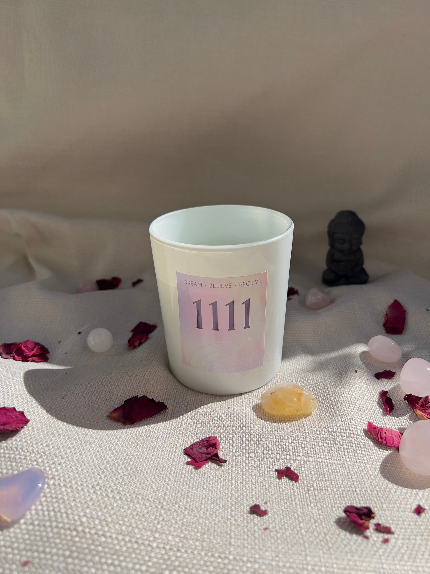 1111 Engelszahl Kristallchip-Kerze – Lavendel & Patchouli