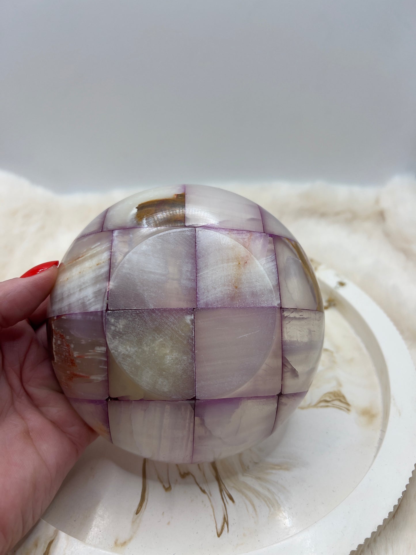 Handgeschliffene Onyx-Schale – 329 g | Unikat in sanften Naturfarben (12,6 cm)