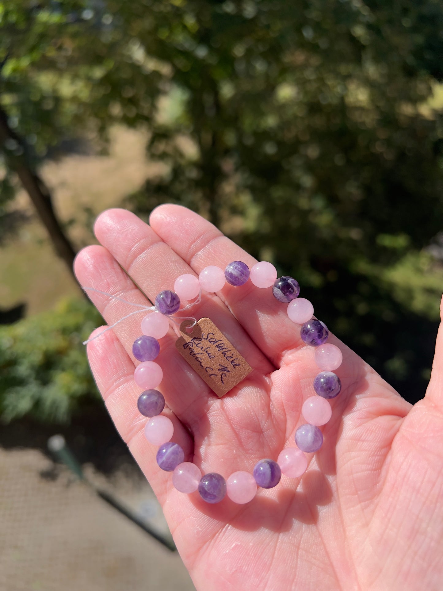 Armband – Rosenquarz & Dream Amethyst 8 mm (Selbstliebe, Ruhe & Balance, handgefertigt, elastisch)