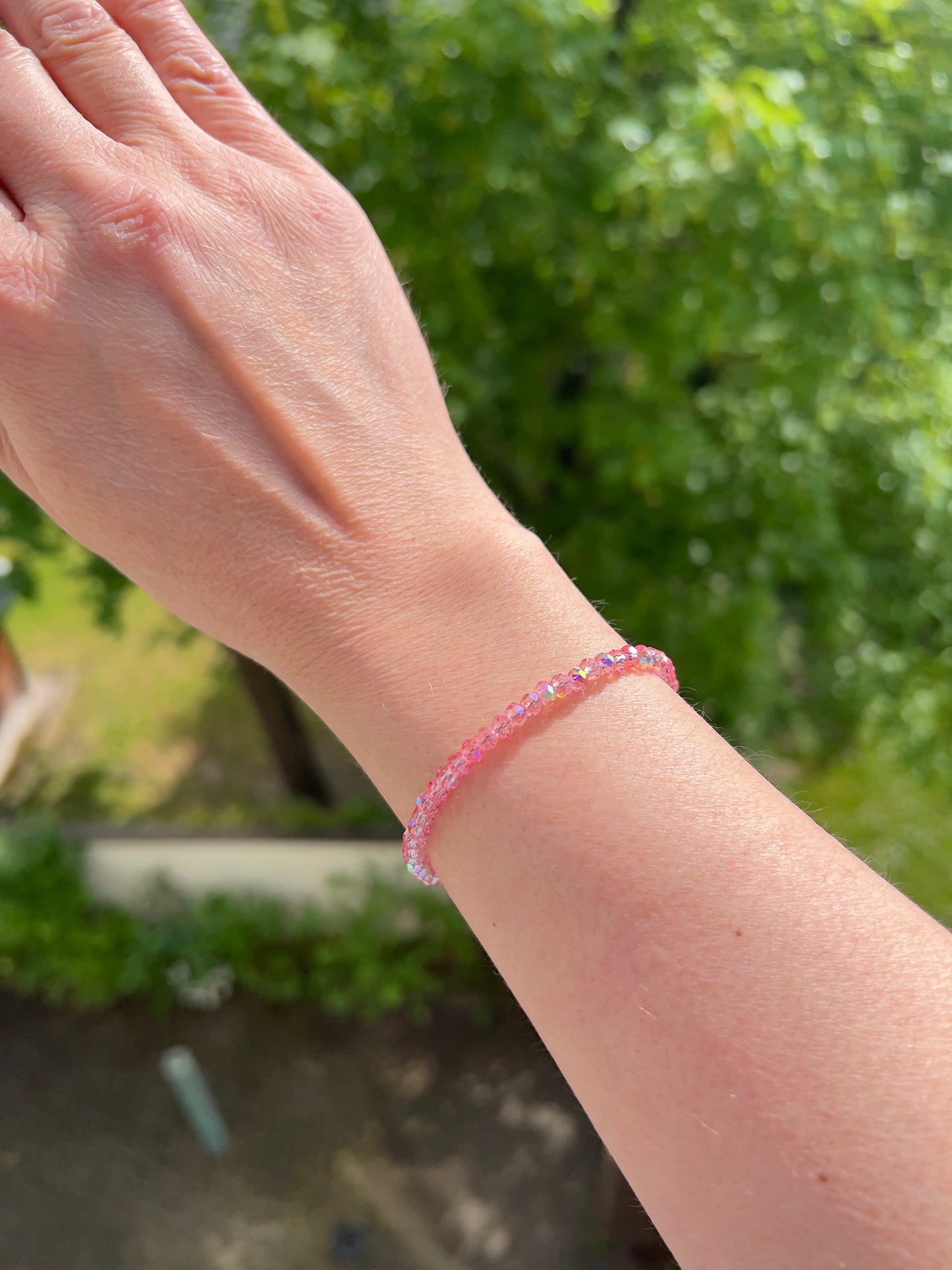 Facettiertes Kristallarmband Rosé-Pink – 4 mm | österreichischer Kristall | 925 Silber