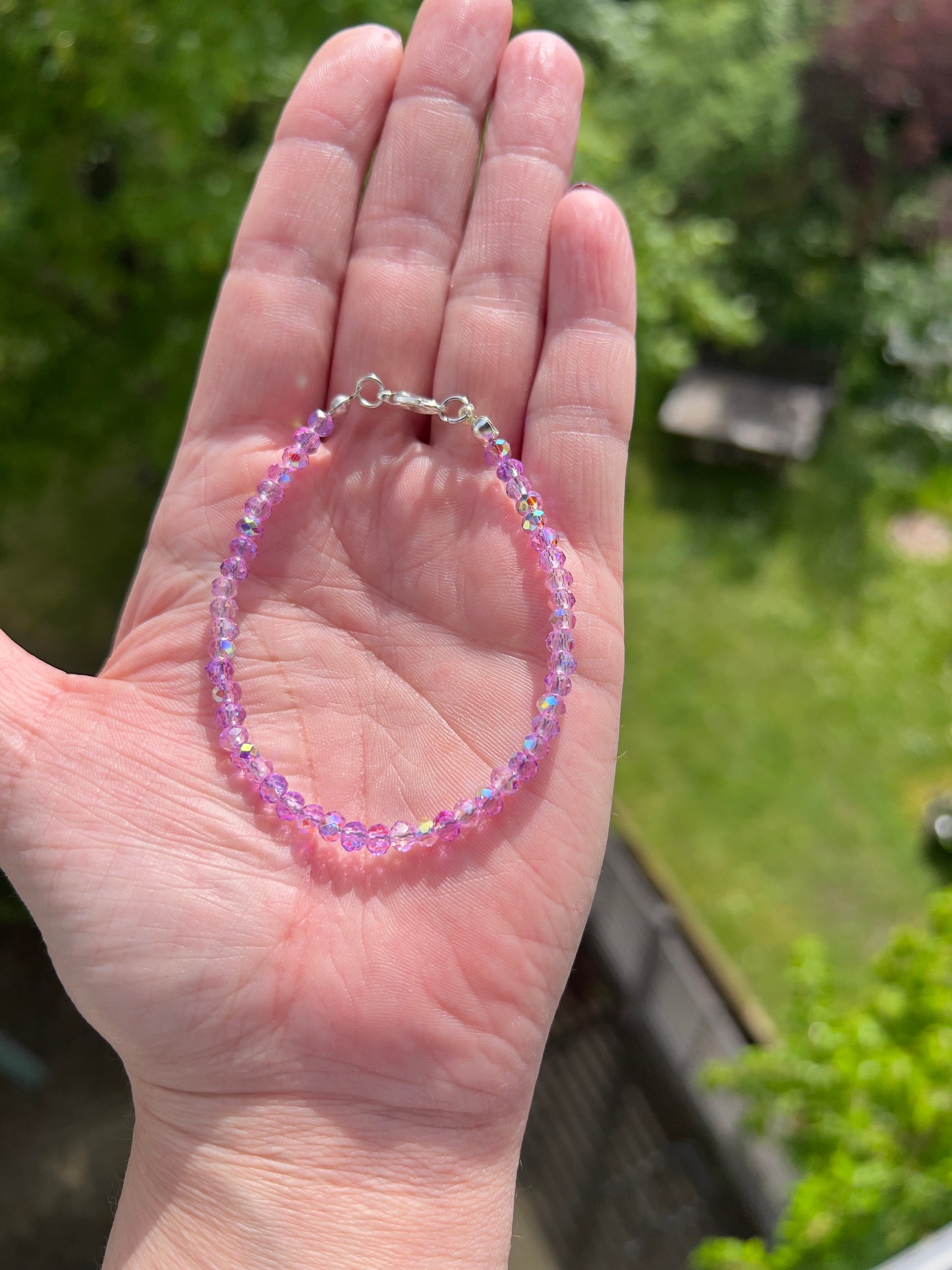 Facettiertes Kristallarmband Lavendelglanz – 4 mm | österreichischer Kristall | 925 Silber