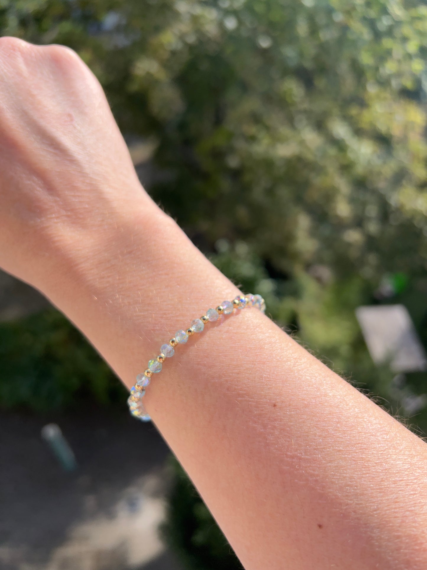Armband aus facettiertem österreichischem Kristall in Mint – 4 mm, wahlweise pur, mit 925er Silber oder vergoldetem Edelstahl