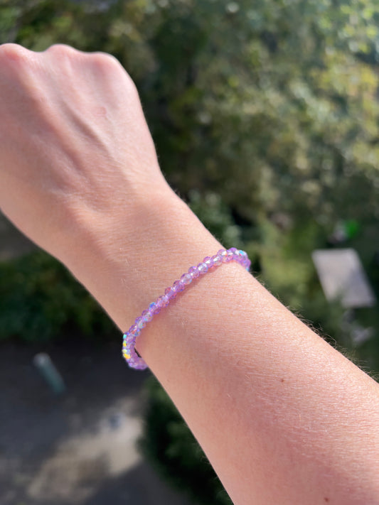 Armband aus facettiertem österreichischem Kristall in Lavendel – 4 mm, wahlweise pur, mit 925er Silber oder vergoldetem Edelstahl