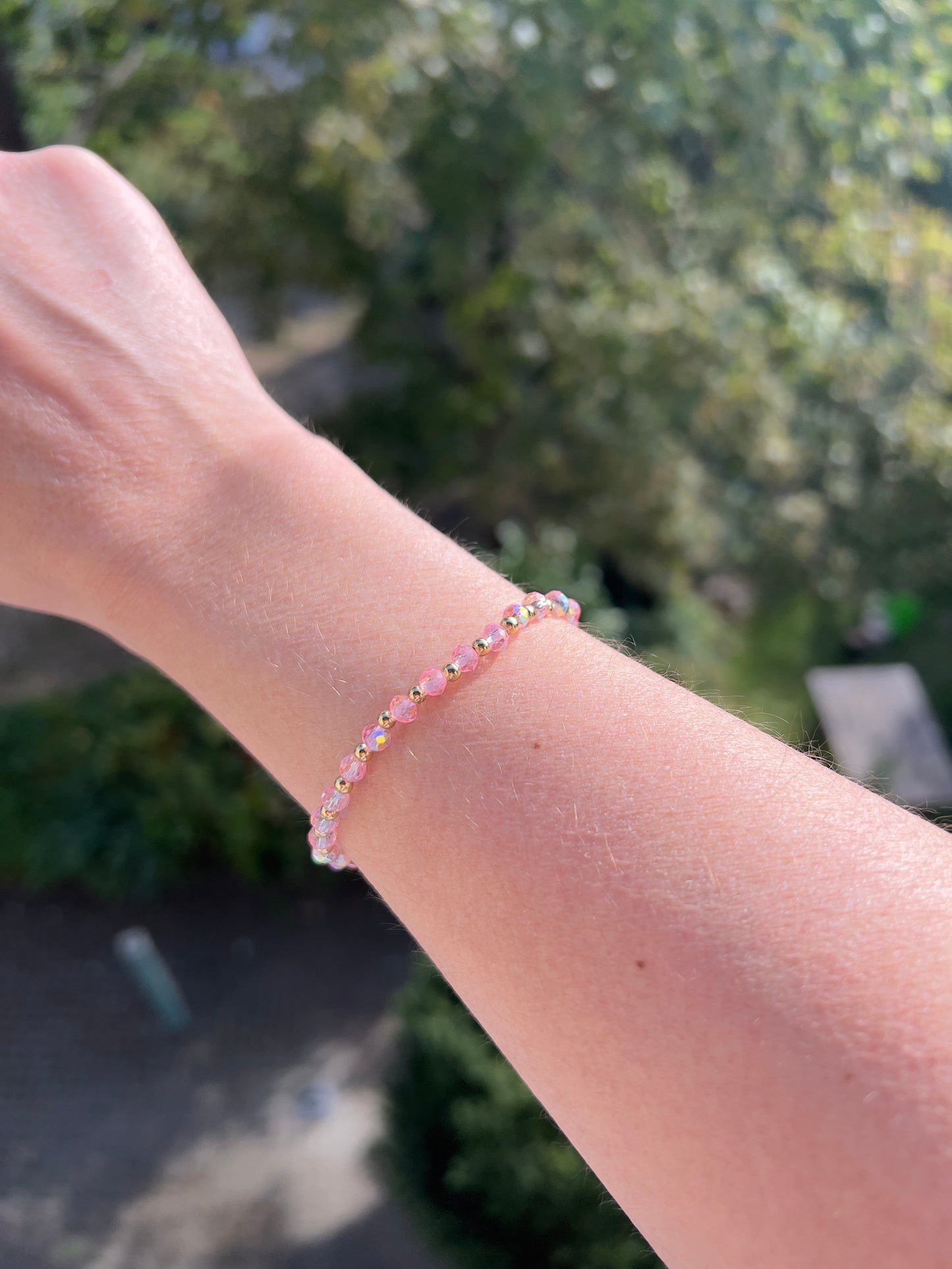 Armband aus facettiertem österreichischen Kristall in Rosé – 4 mm, wahlweise pur, mit 925er Silber oder vergoldetem Edelstahl
