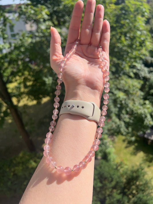 Erdbeerquarz 8mm Kette - Herzöffnung & liebevolle Energie