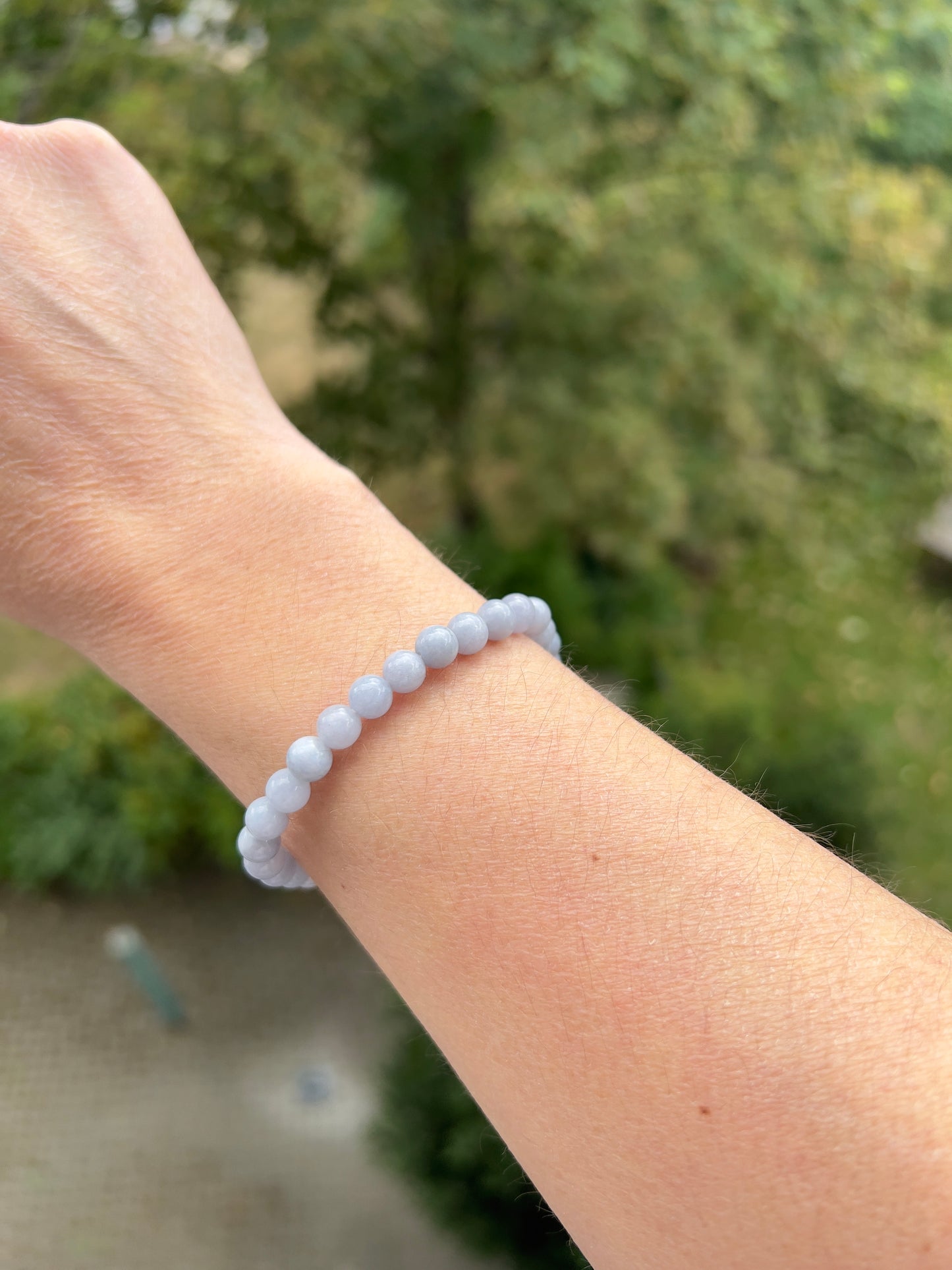 Armband „Ruhe & Vertrauen“ – Blauer Chalcedon 6 mm