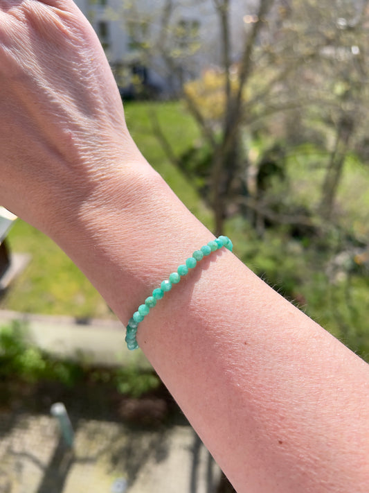 Facettiertes Amazonit Armband 4 mm – Edelsteinarmband, elastisch