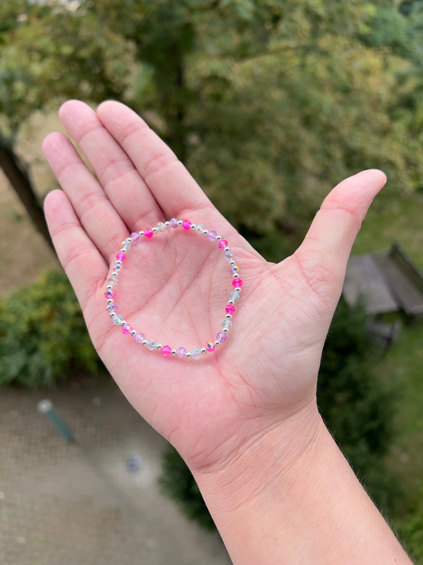 ✨ Armband „Kristallharmonie“ – Facettierte österreichische Kristalle in Pink, Lavendel & Mint (4 mm) ✨