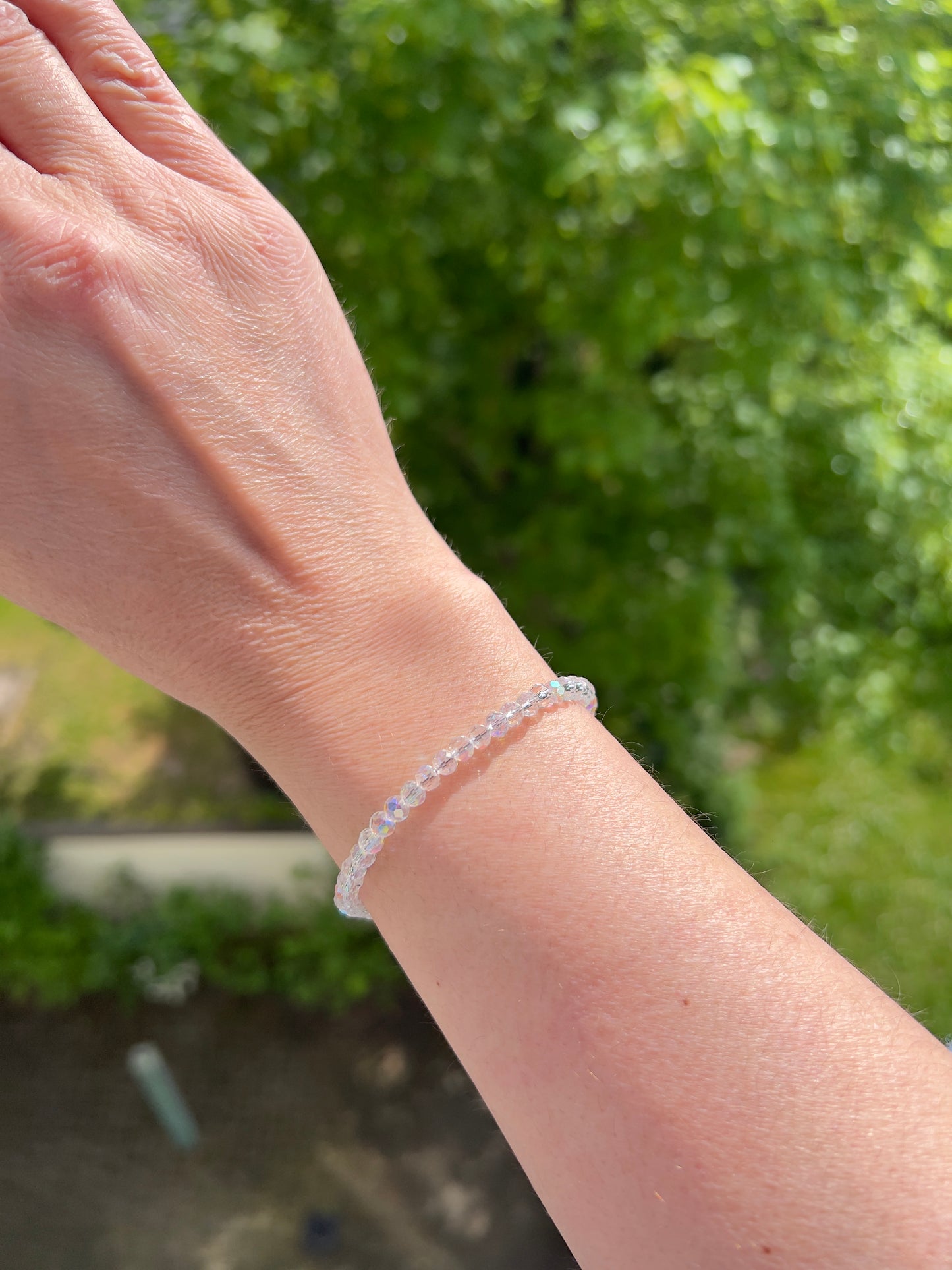Facettiertes Kristallarmband Opalglanz – 4 mm | österreichischer Kristall | 925 Silber