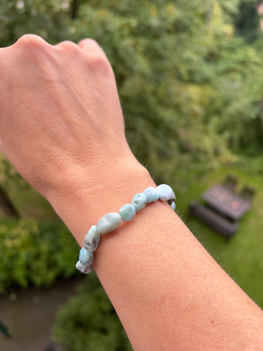 Larimar - Splittarmband Ozeanherz - mit Larimar & Muttergestein
