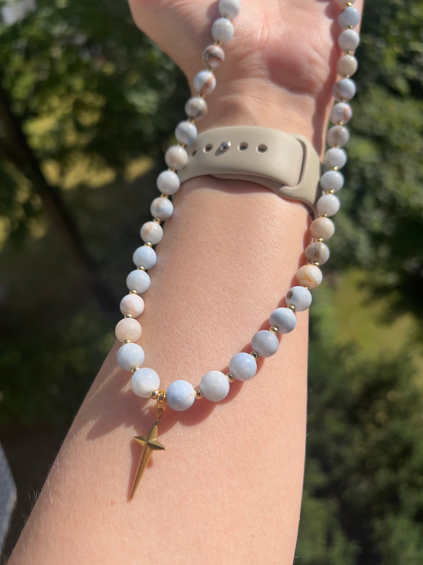 Chalcedon hellblau 8mm -Frieden , Kommunkation & himmlische Klarheit