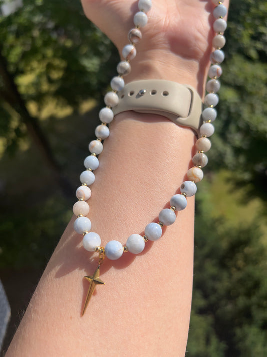 Chalcedon hellblau 8mm -Frieden , Kommunkation & himmlische Klarheit