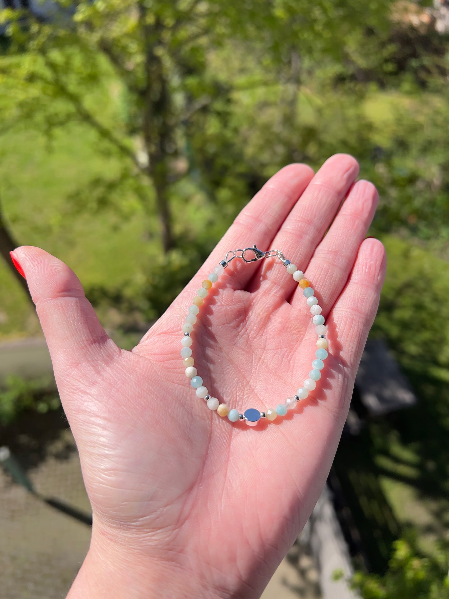 Armband „Ruhe & Ausgleich“ – Amazonit 4 mm facettiert mit 925 Silber