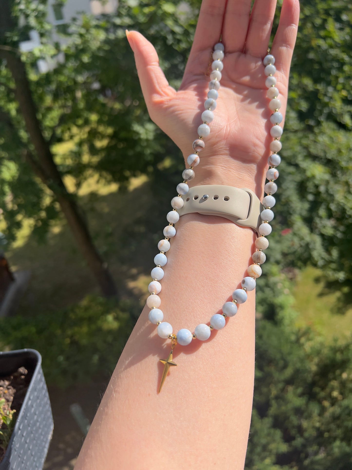 Chalcedon hellblau 8mm -Frieden , Kommunkation & himmlische Klarheit