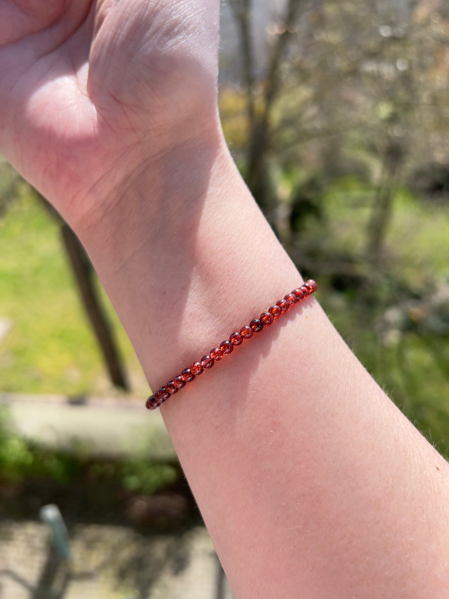 Oranger Granat Armband 3 mm - elastisch