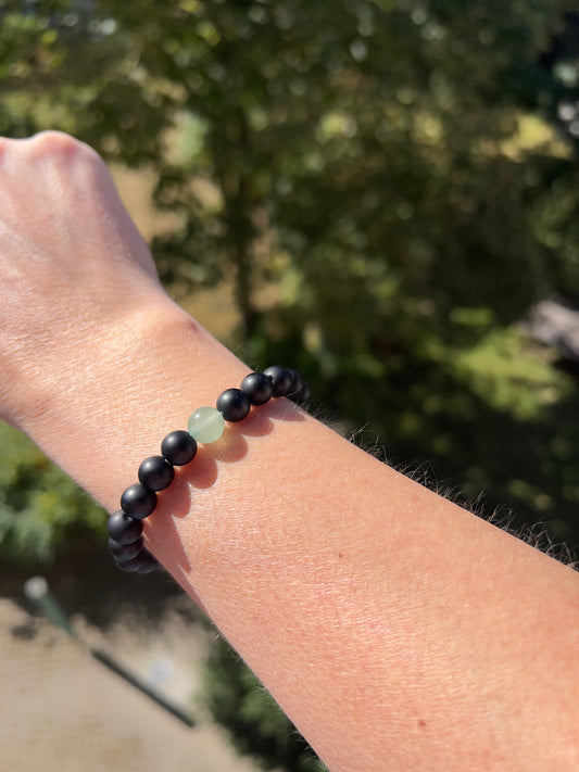 Armband – Onyx matt & Grüner Aventurin 8 mm (Glück & Freude, handgefertigt, elastisch)