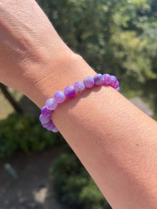 Schlangenhaut - Achat - Armband 8mm - Lila