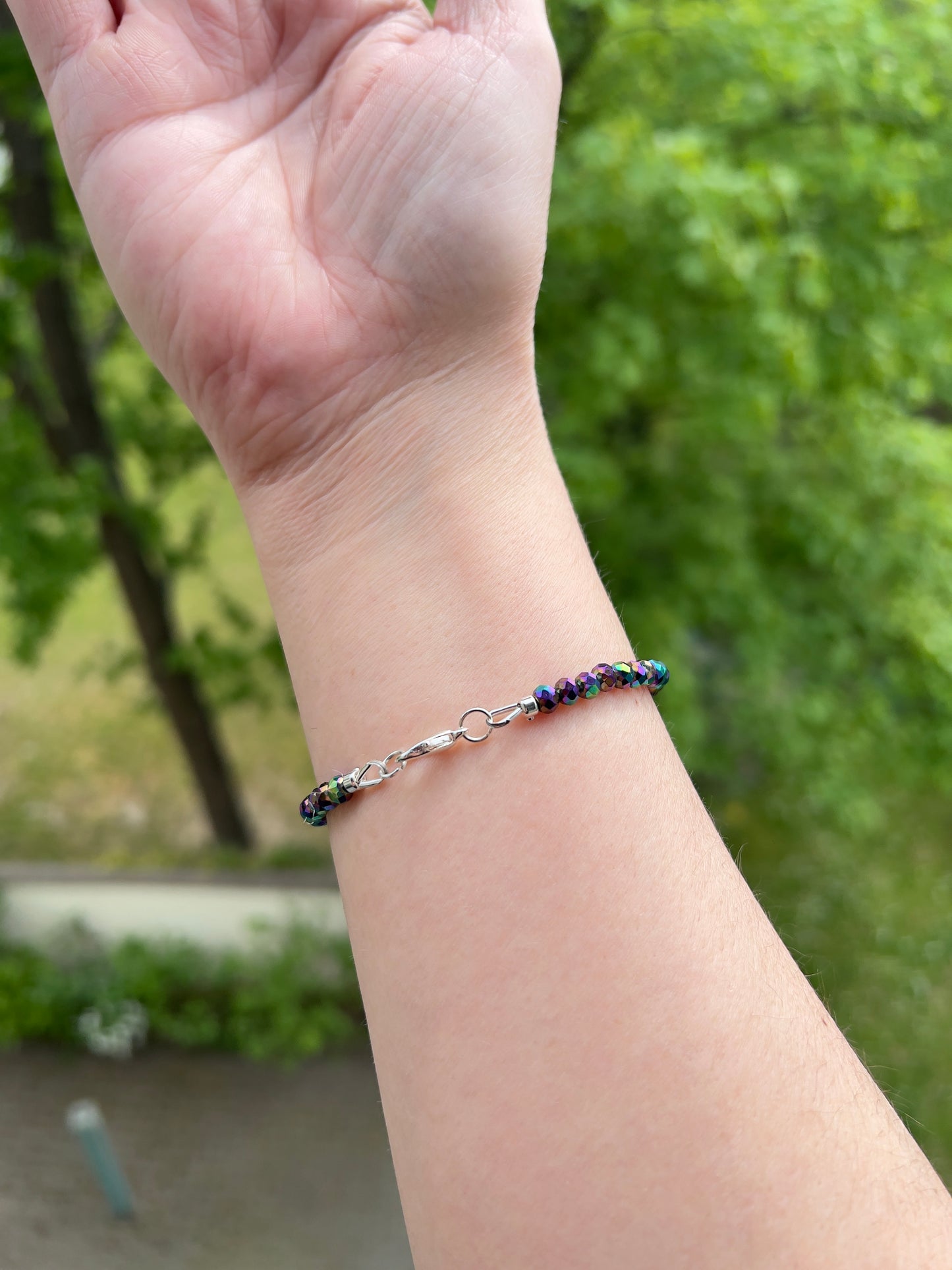 Facettiertes Kristallarmband Multicolor – 4 mm | österreichischer Kristall | Delfin Anhänger | 925 Silber