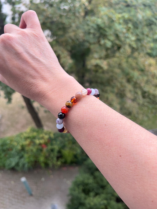 ❄️ Armband „Licht im Winter“ – Themenarmband Winterdepression mit 8 mm Heilsteinen ❄️