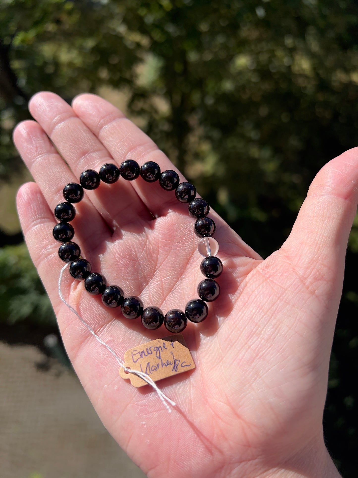 Armband – Granat AAA mit Bergkristall 8 mm (Kraft & Klarheit, handgefertigt, elastisch)