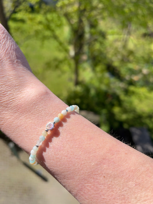 Armband „Ruhe & Ausgleich“ – Amazonit 4 mm facettiert mit 925 Silber