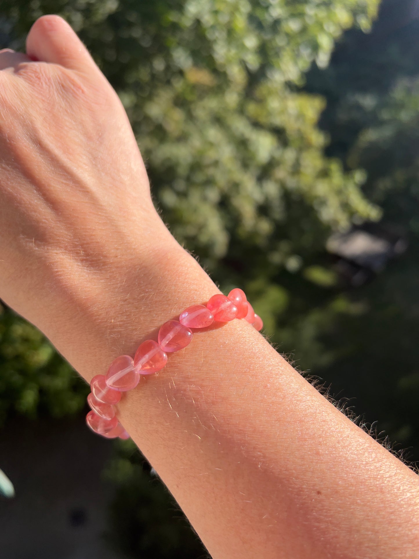 Armband mit Erdbeerquarz -Herz - Liebe, Harmonie & Lebensfreude