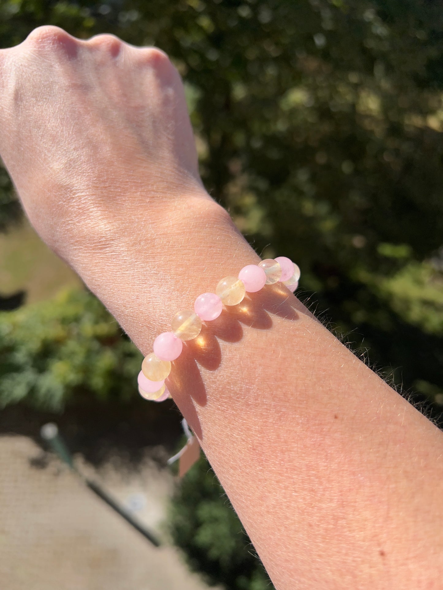Armband – Rosenquarz & Citrin 8 mm (Liebe & Lebensfreude, handgefertigt, elastisch)