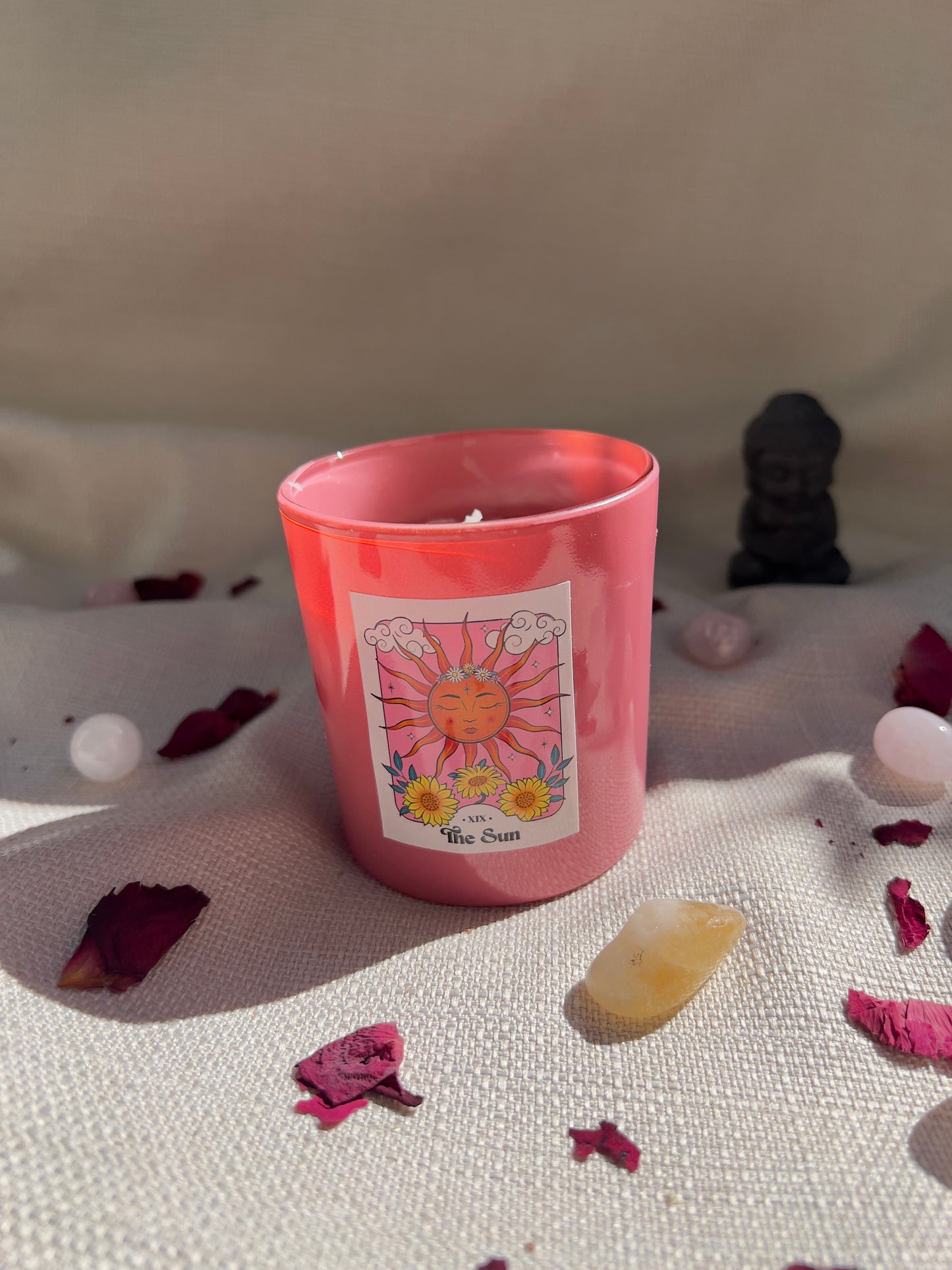 The Sun Kerze – Pink Grapefruit & Rosenquarz-Splitter