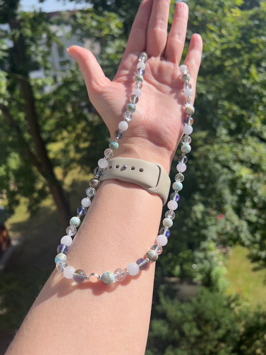Larimar, Aquamarin & Crackle - Bergkristall - Kette für Klarheit & Seelenruhe