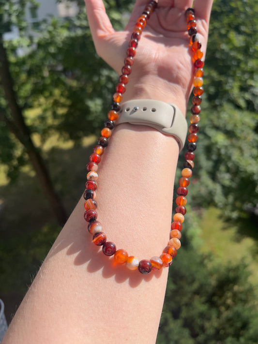 Roter Achat -  Kette 8mm- Energie , Erdung & Lebensfreude