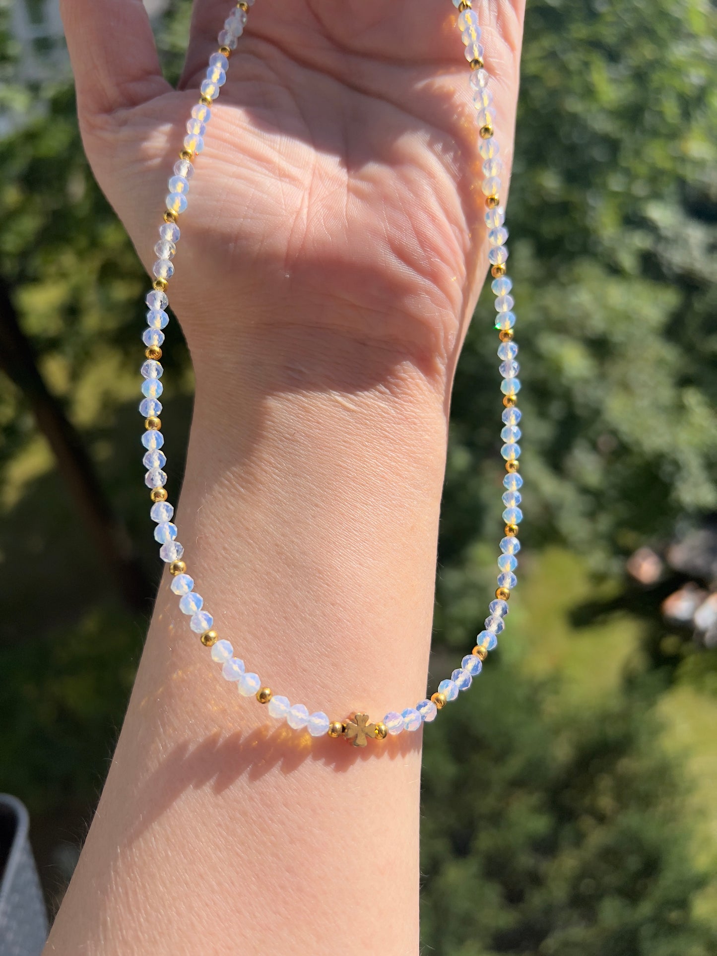 Facettierte Opal - Kette - Goldene Leichtigkeit & feine Magie