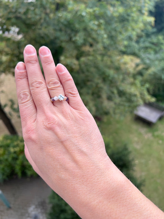 Herz & Intuition – Ring mit Rosenquarz, Amethyst, Sonnenmondstein & Mondstein