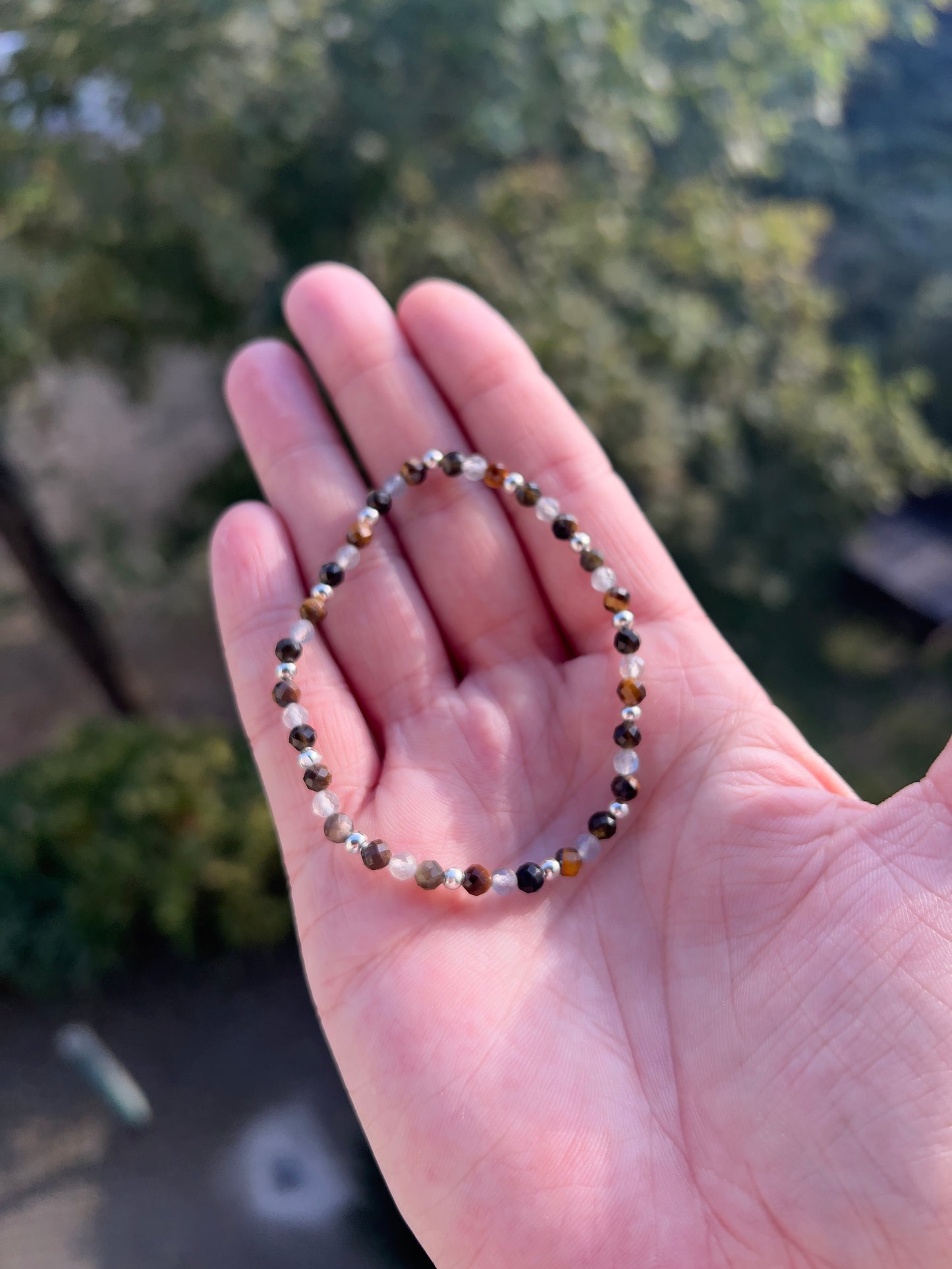 Armband Schutz & Stärke | Obsidian Golden Flash · Labradorit · Tigerauge · 925er Silber