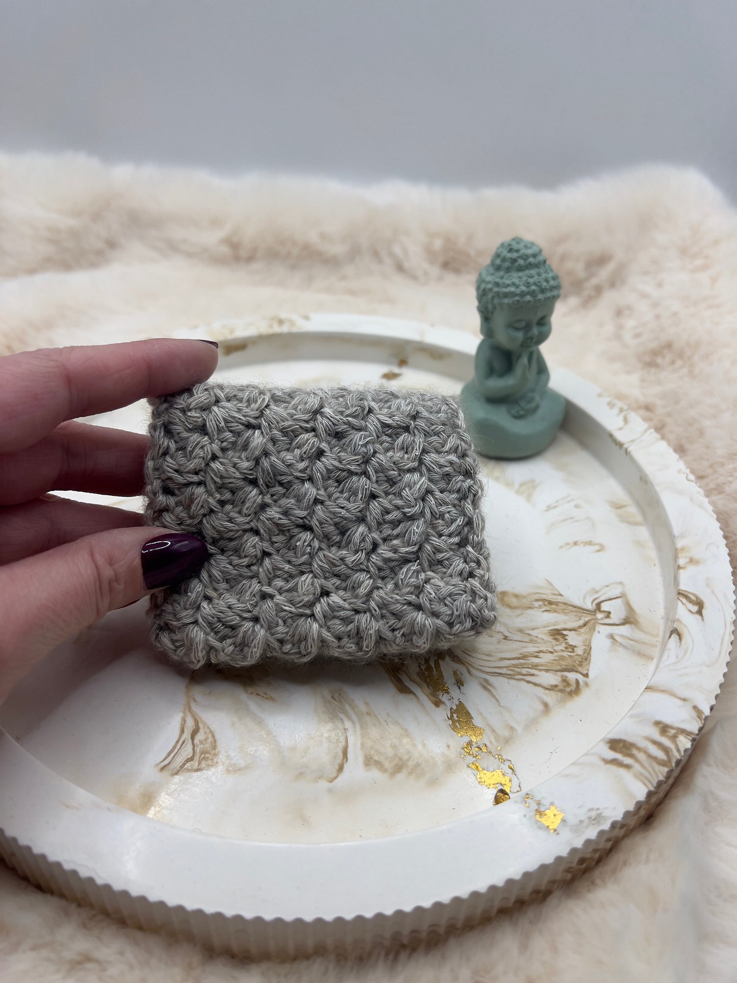 🎄 Adventstürchen 19 -  Handgehäkeltes Kartenetui / Mini-Portemonnaie mit Druckknopf