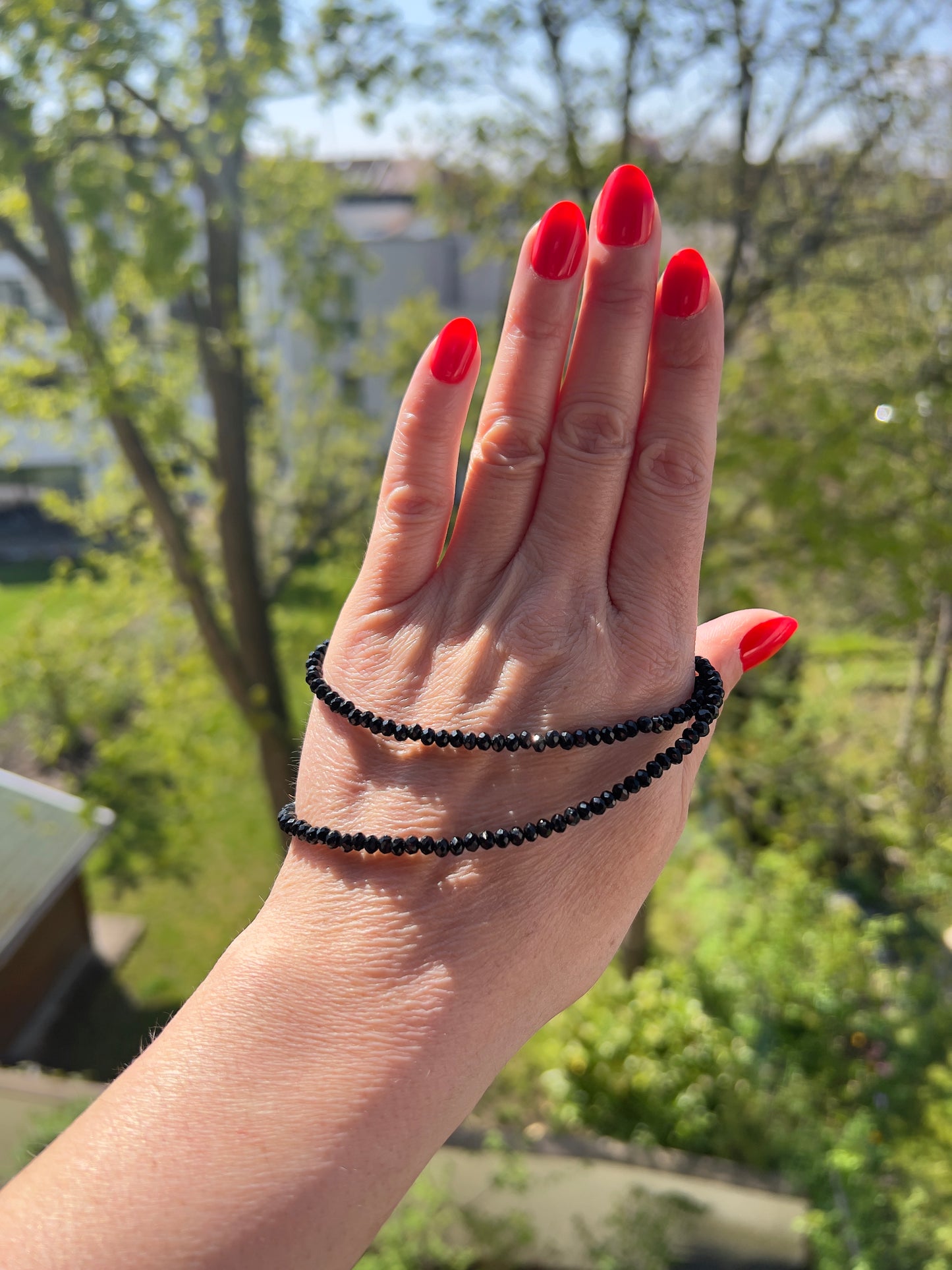 Kette „Schutz & Wandel“ – Schwarzer Achat 3,5 mm facettiert wandelbar | 48 cm Edelstahl