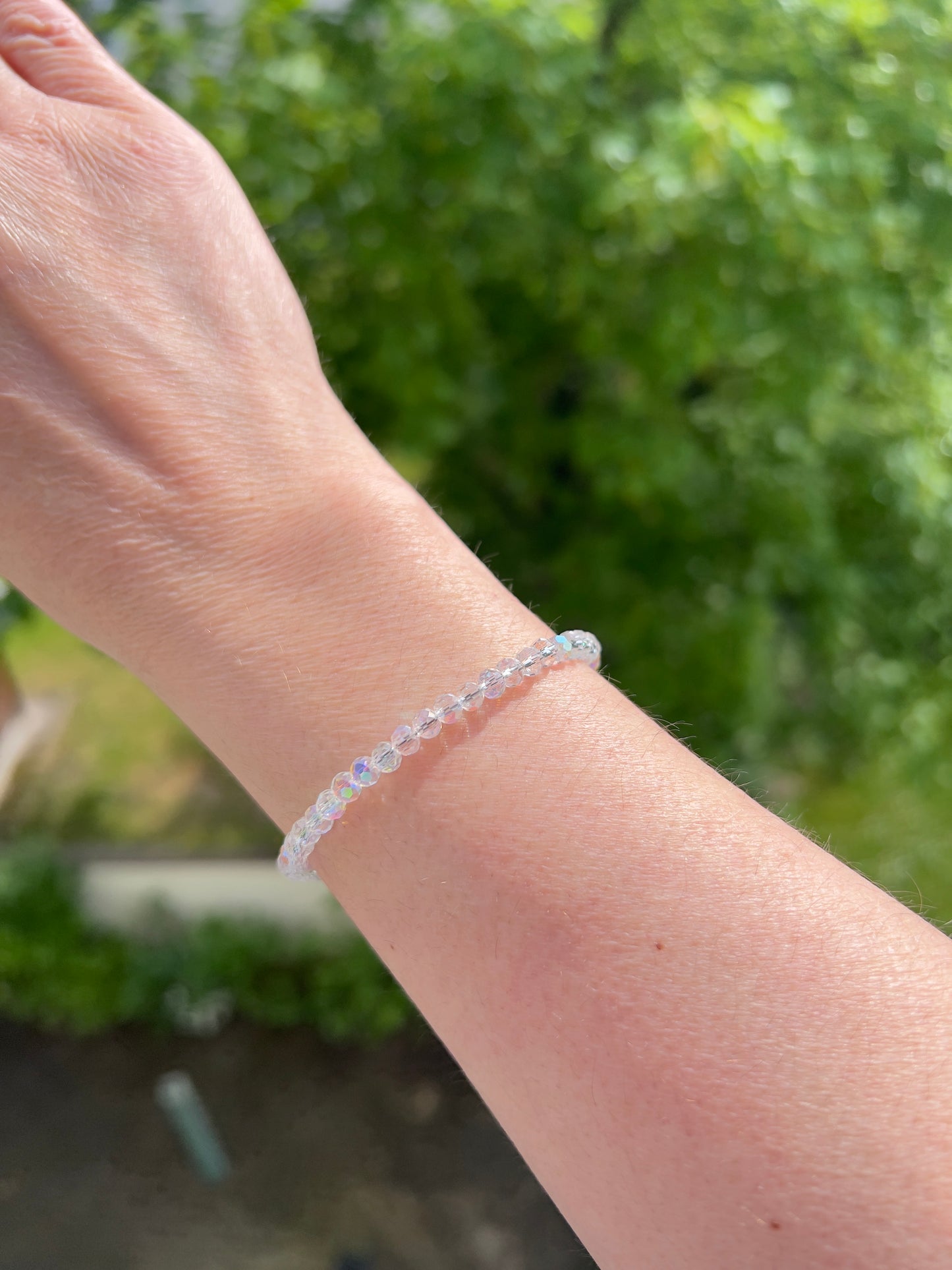 Facettiertes Kristallarmband Opalglanz – 4 mm | österreichischer Kristall | 925 Silber